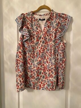 Rafaella Floral Ruffle Sleeve Blouse